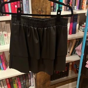 Faux Leather Tiered Skirt